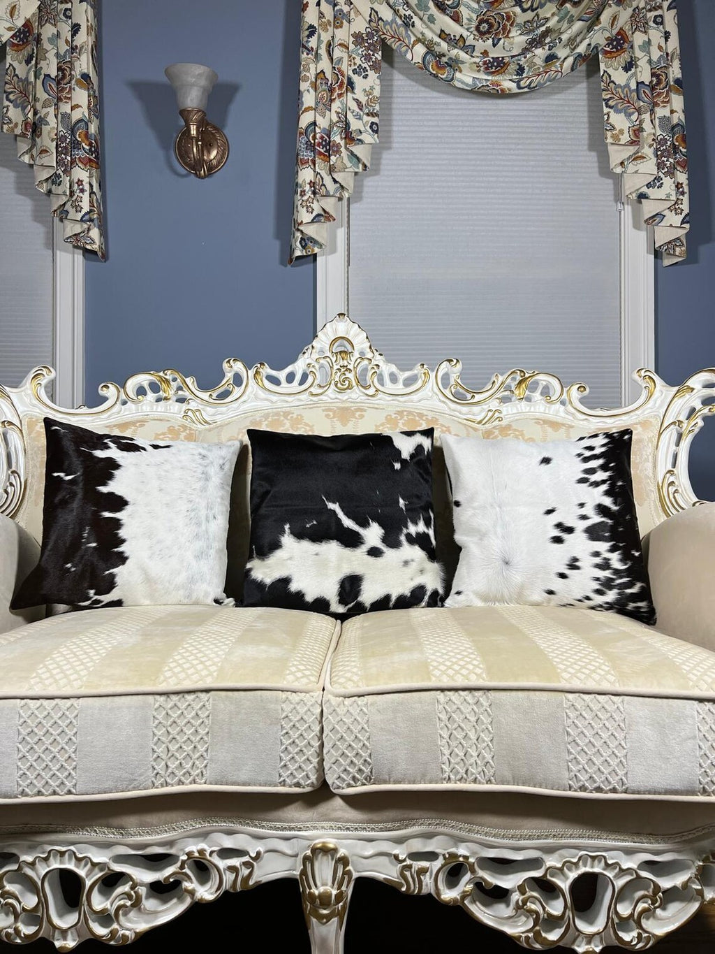 Black & White Cowhide Pillow Covers – 16x16 Handmade Hair-On-Hide Throw Cushion Covers | Rustic Western Home Decor by PinnacleVista