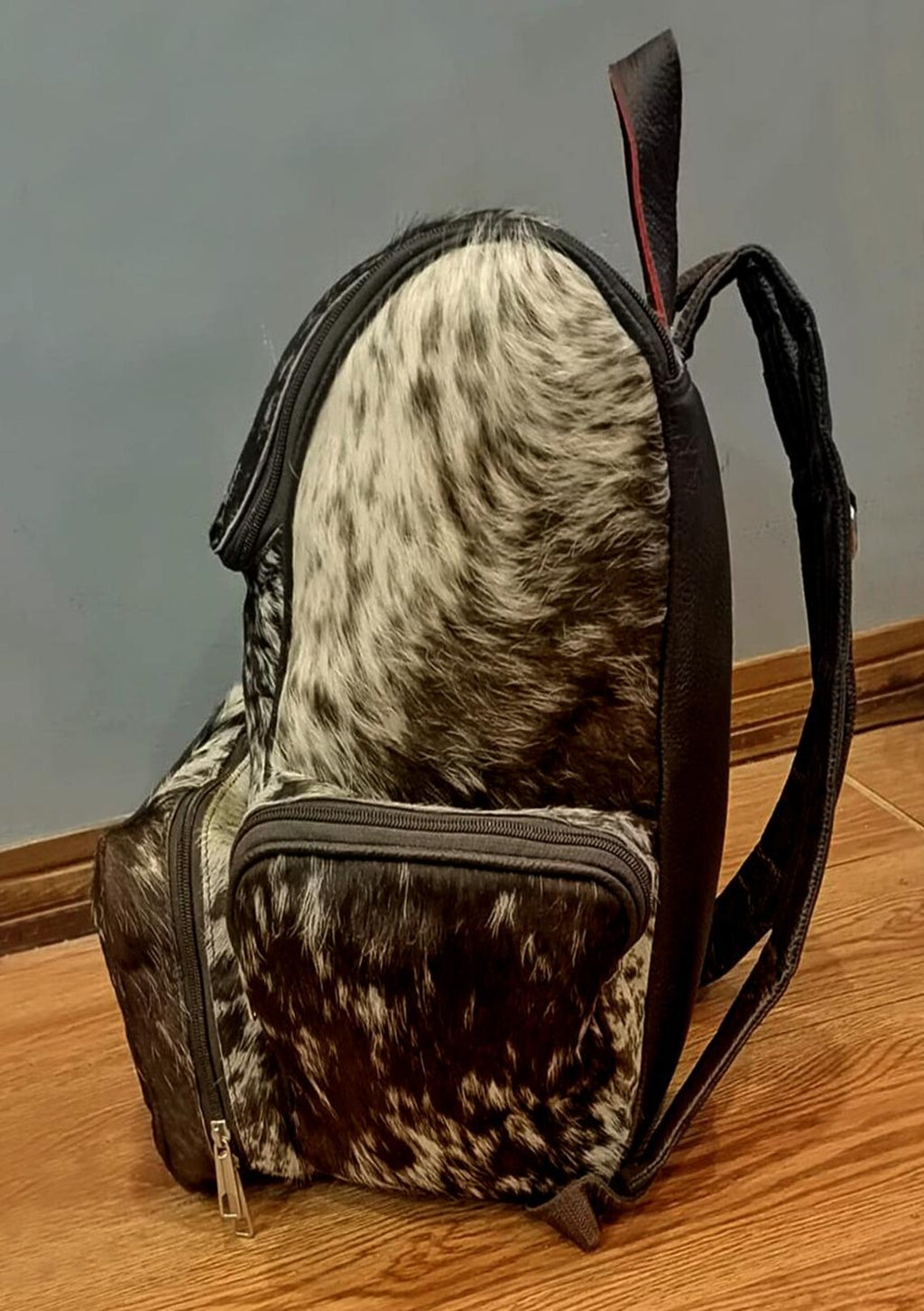 Tricolor Cowhide Leather Backpack – Handmade Travel Bag, Western Diaper Bag, School Shoulder Bag, Christmas Gift Idea