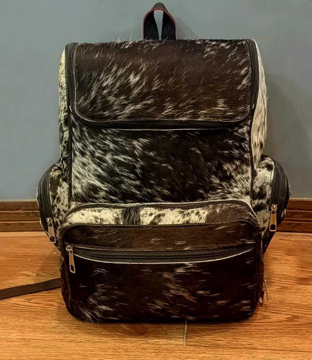 Tricolor Cowhide Leather Backpack – Handmade Travel Bag, Western Diaper Bag, School Shoulder Bag, Christmas Gift Idea