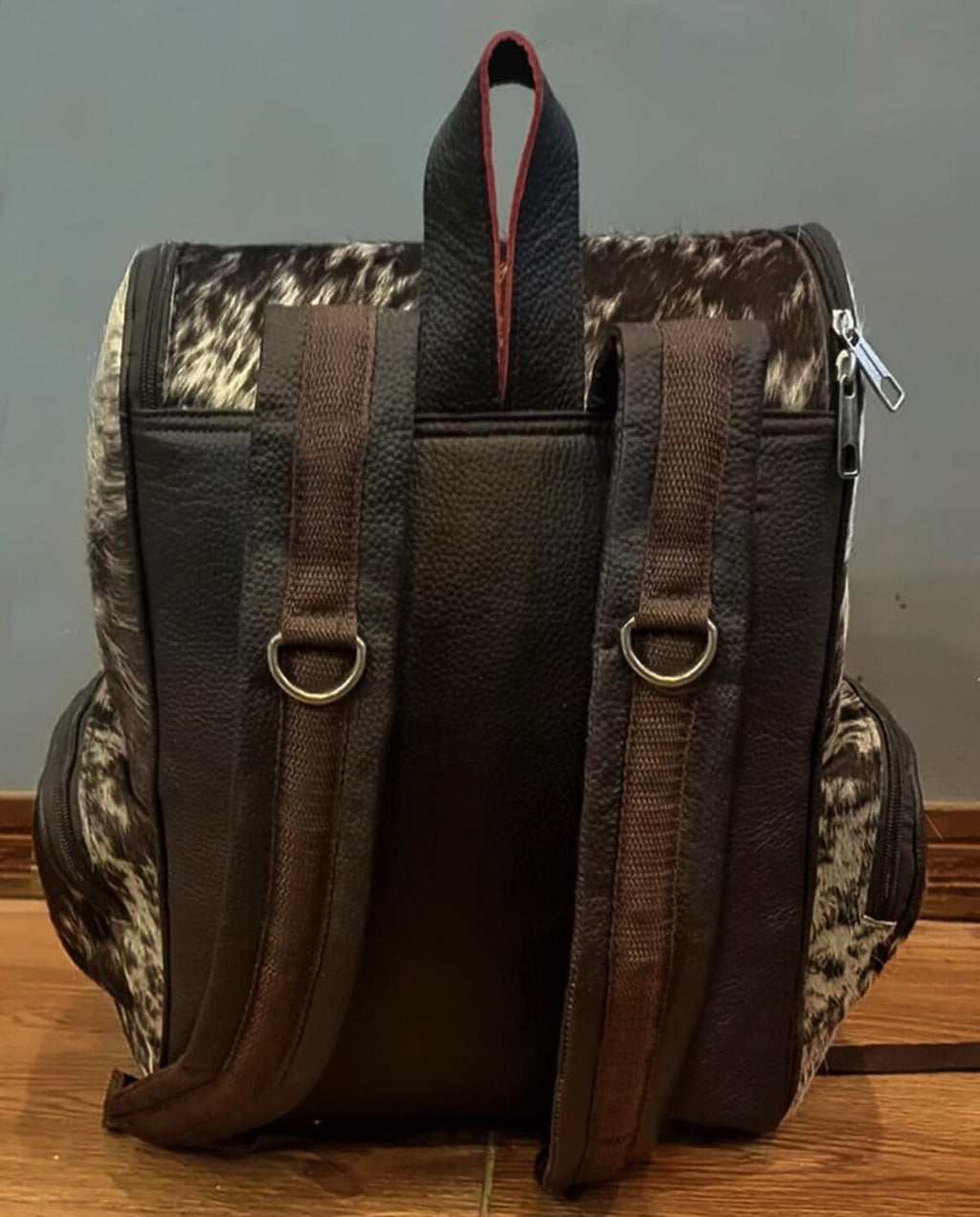 Tricolor Cowhide Leather Backpack – Handmade Travel Bag, Western Diaper Bag, School Shoulder Bag, Christmas Gift Idea