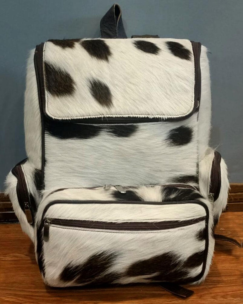 Real Cowhide Panda Backpack – Black & White Hair-On Leather Travel, School, or Diaper Bag | Handmade Western Gift for Mom or Christmas | Pinnacle Vista