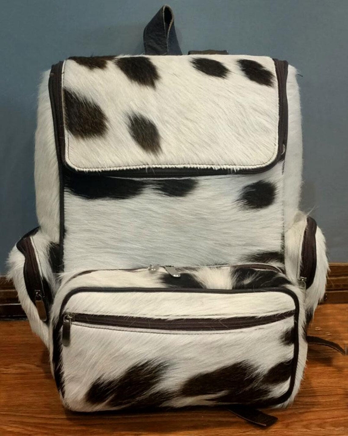 Real Cowhide Panda Backpack – Black & White Hair-On Leather Travel, School, or Diaper Bag | Handmade Western Gift for Mom or Christmas | Pinnacle Vista
