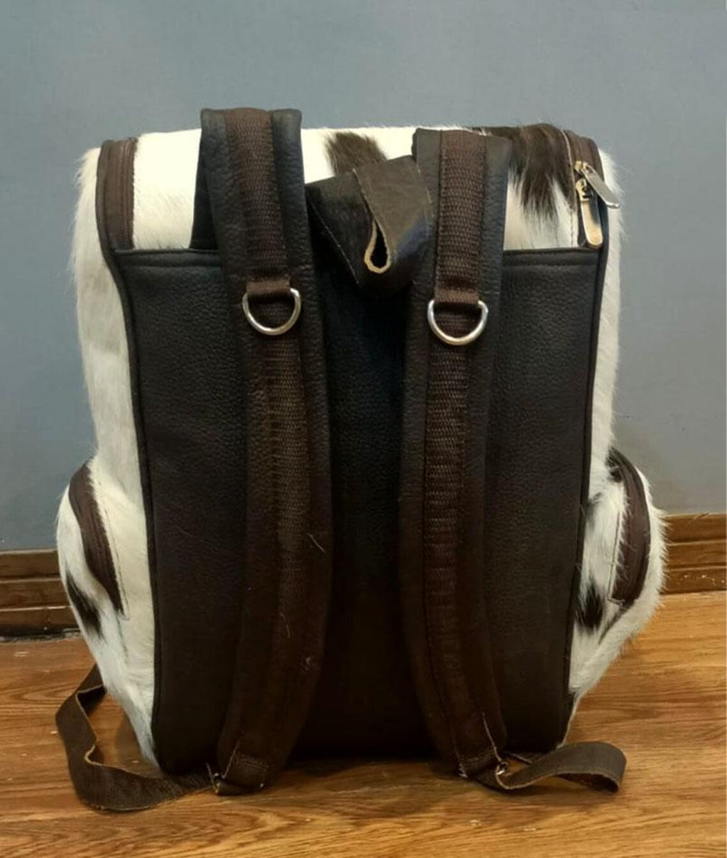 Real Cowhide Panda Backpack – Black & White Hair-On Leather Travel, School, or Diaper Bag | Handmade Western Gift for Mom or Christmas | Pinnacle Vista