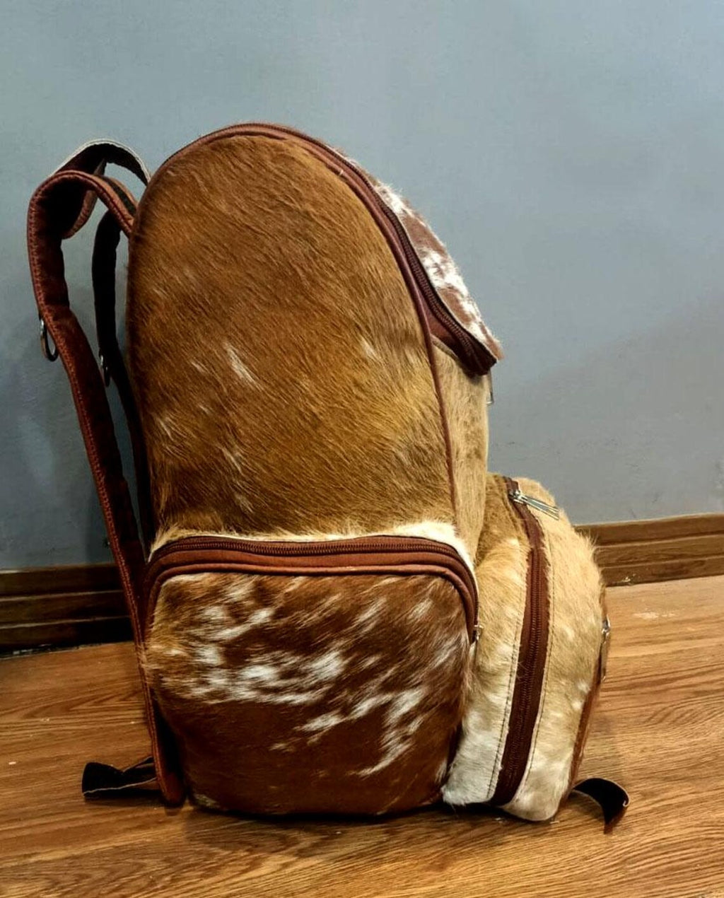 Exotic Tricolor Cowhide Leather Backpack – Handmade Travel, Diaper & School Bag | Western Style Gift for Mom, Kids, Christmas | Pinnacle Vista
