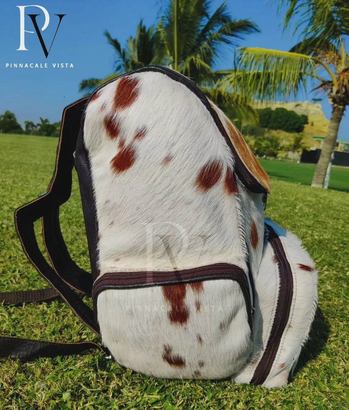 Tricolor Cowhide Leather Backpack – Handmade Hair-On Hide Travel Bag, Western School Diaper Bag, Gift for Mom & Kids | Pinnacle Vista (BG-02)