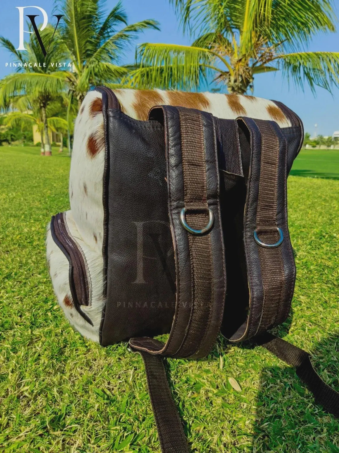 Tricolor Cowhide Leather Backpack – Handmade Hair-On Hide Travel Bag, Western School Diaper Bag, Gift for Mom & Kids | Pinnacle Vista (BG-02)