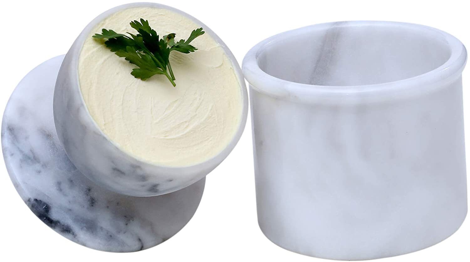 Marble Butter Keeper Crock with Lid – Handmade French Style Butter Dish for Soft Spreadable Butter | PinnacleVista Kitchen Storage Crock