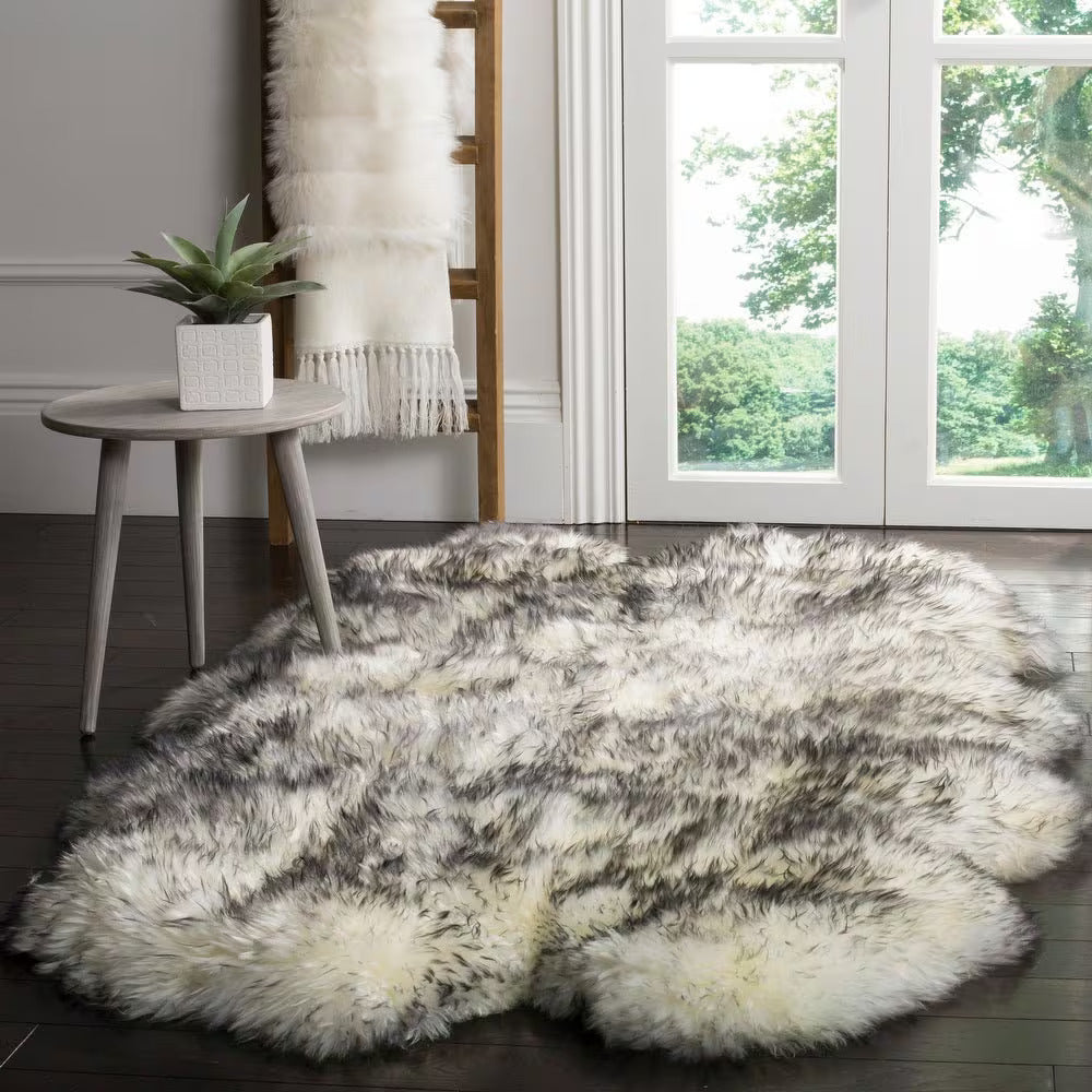 Premium Quad Australian Sheepskin Rug 4x6 | Genuine Fluffy Natural Ivory Gray White – PinnacleVista