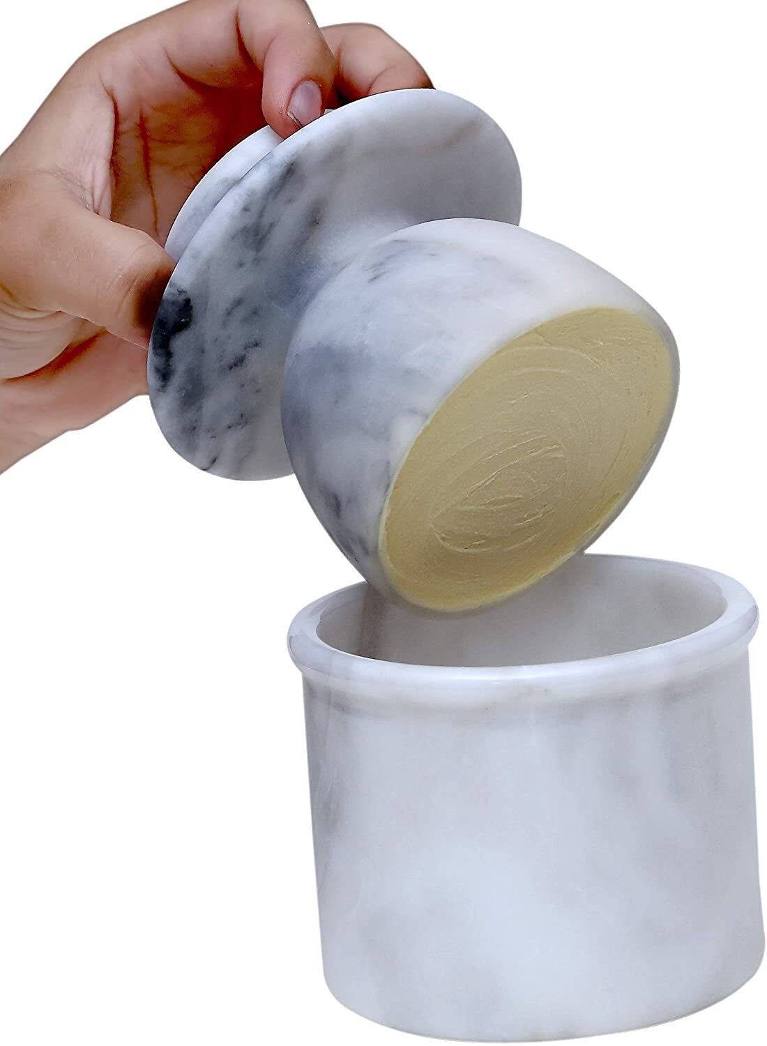 Marble Butter Keeper Crock with Lid – Handmade French Style Butter Dish for Soft Spreadable Butter | PinnacleVista Kitchen Storage Crock