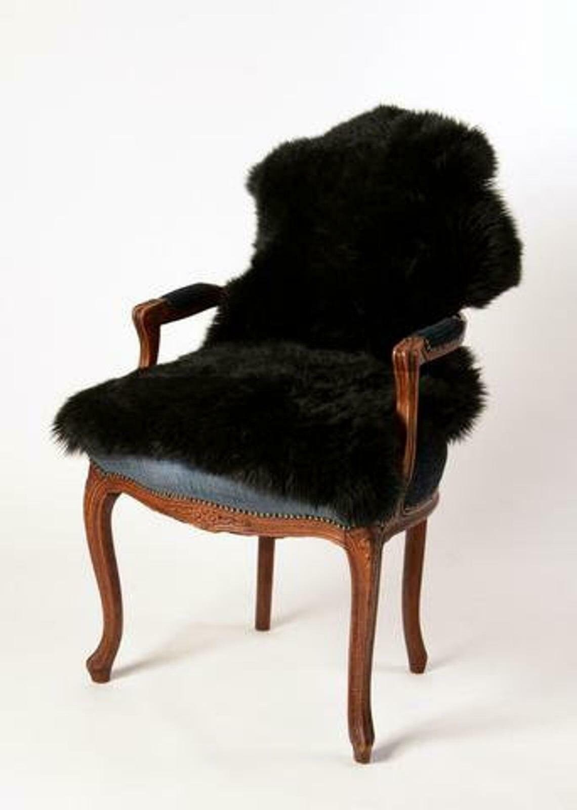 Genuine Sheepskin Rug – Real Wool Fur Throw in Ivory, Black & Champagne | 2x3 ft & Baby