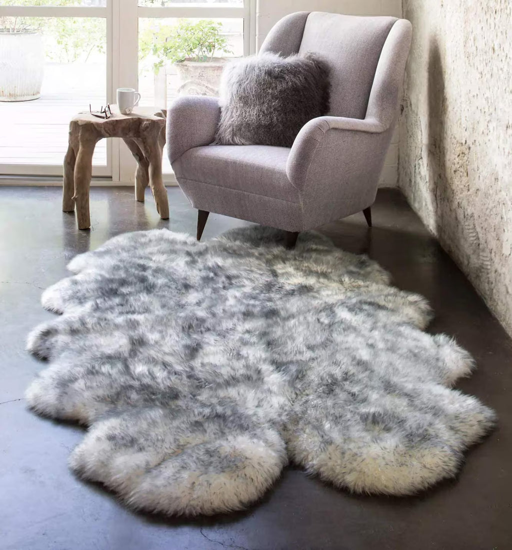 Premium Quad Australian Sheepskin Rug 4x6 | Genuine Fluffy Natural Ivory Gray White – PinnacleVista