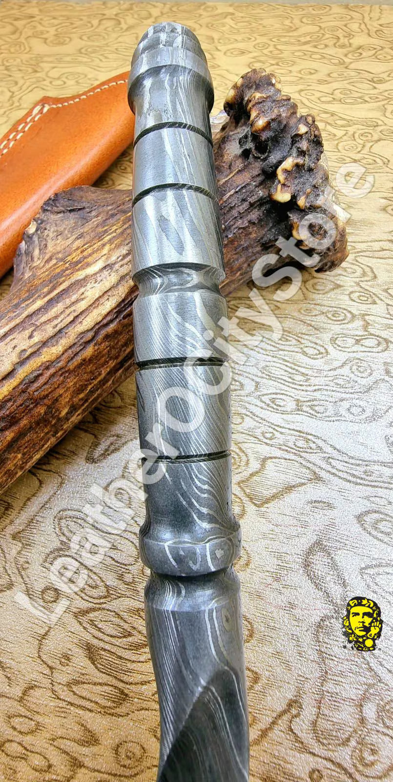 Custom Handmade 10" Kris Dagger – Damascus Steel Blade & Handle | Collectible Knife with Leather Sheath