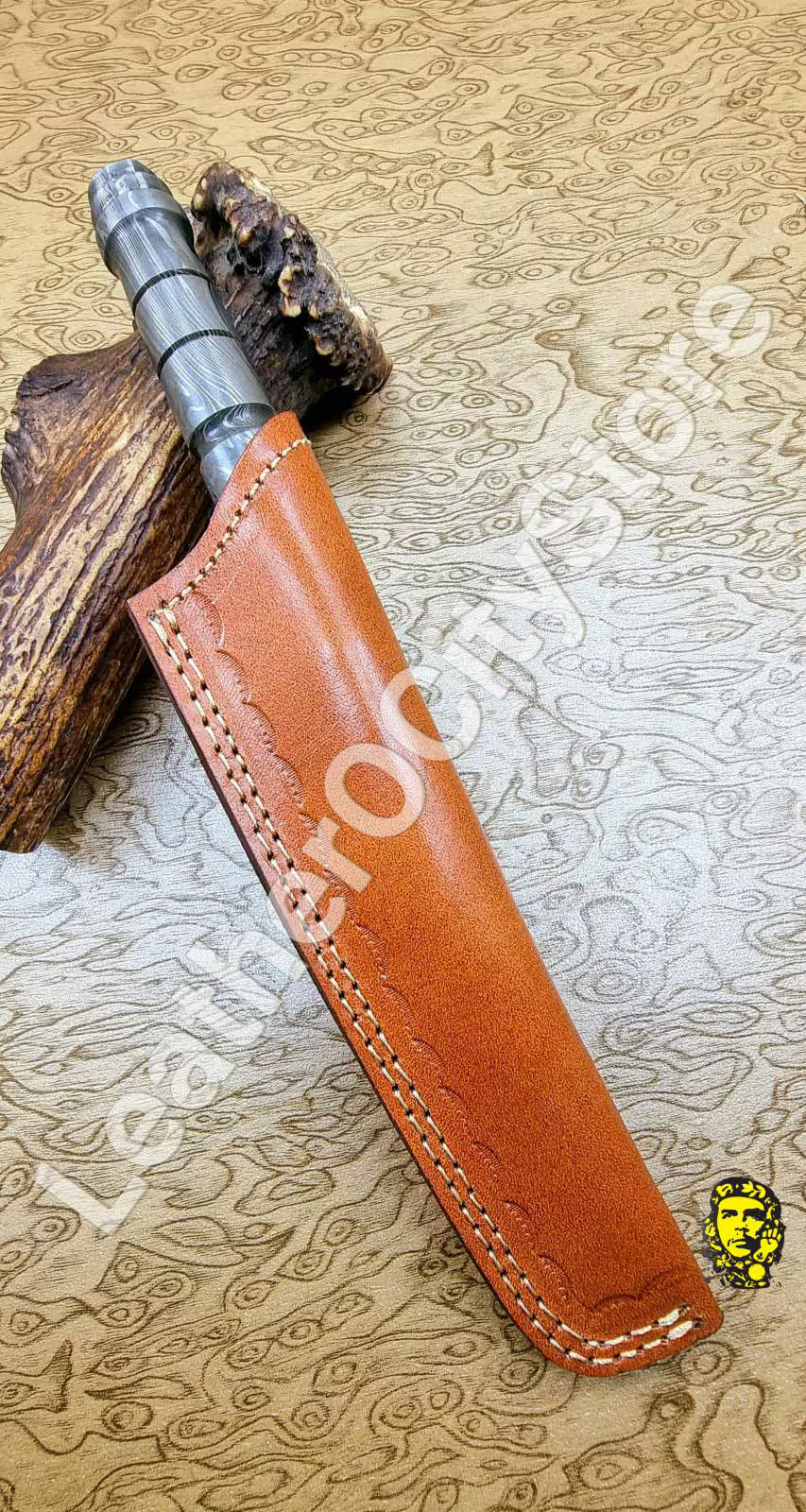 Custom Handmade 10" Kris Dagger – Damascus Steel Blade & Handle | Collectible Knife with Leather Sheath