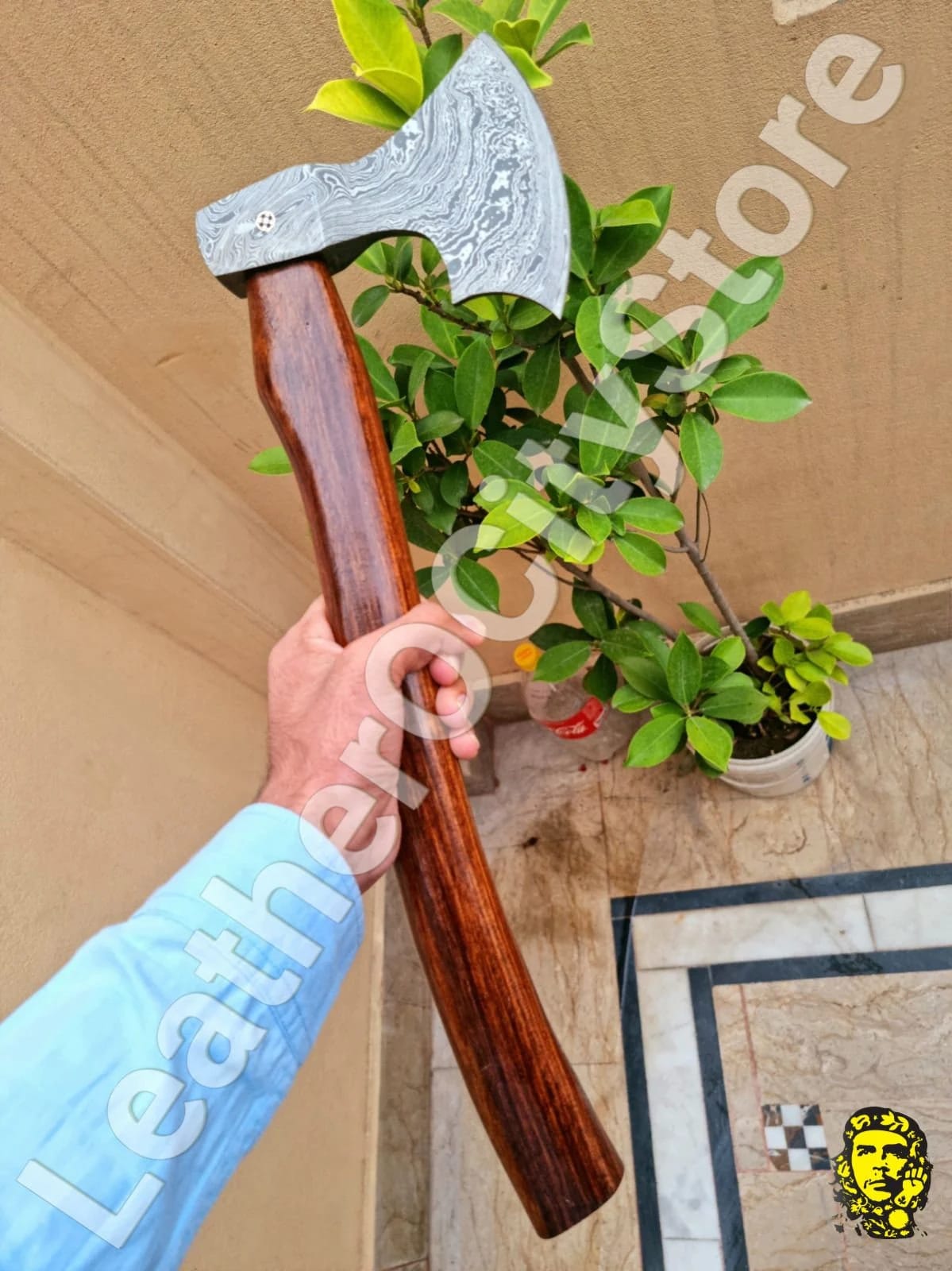 Custom Handmade Damascus Steel Axe – Groomsmen Gift, Camping Hatchet, Viking Axe with Leather Sheath