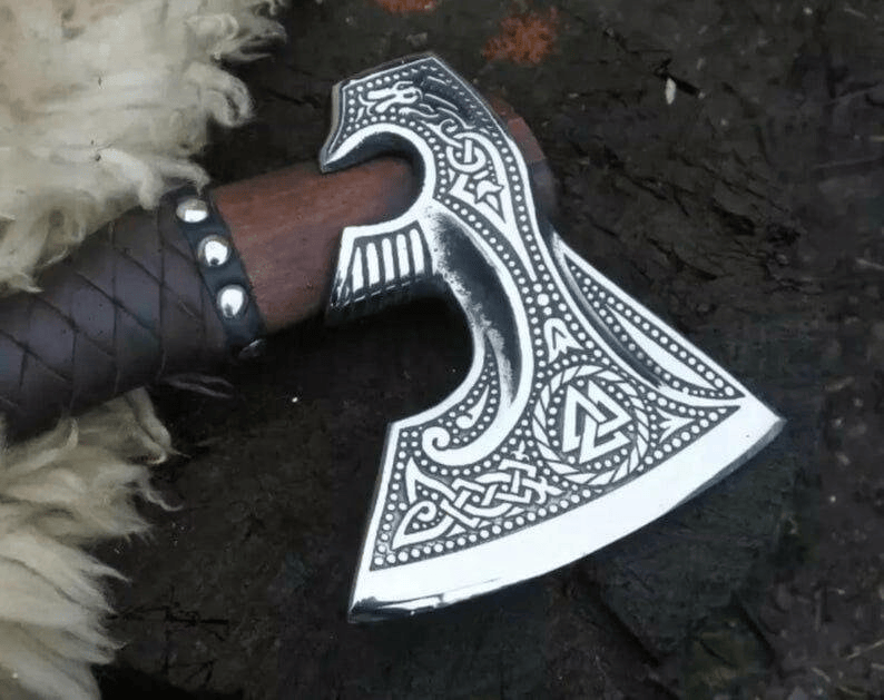 Custom Handmade Forged Viking Axe – Personalized Carbon Steel Axe with Leather Sheath | PinnacleVista
