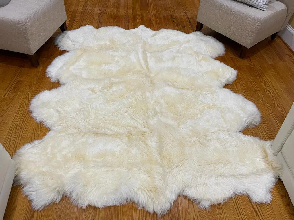 Giant Creamy White Icelandic Sheepskin Rug 75"x75" | Octo Fur Throw | Eco Wool | Luxury Pelt – PinnacleVista