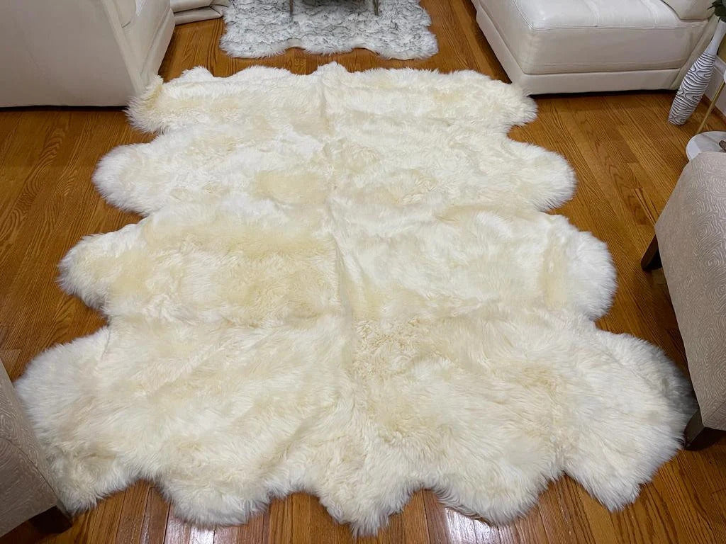Giant Creamy White Icelandic Sheepskin Rug 75"x75" | Octo Fur Throw | Eco Wool | Luxury Pelt – PinnacleVista