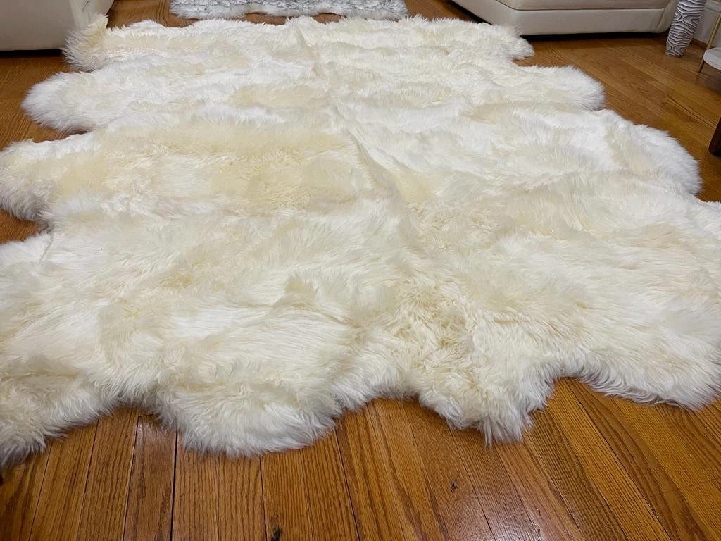 Giant Creamy White Icelandic Sheepskin Rug 75"x75" | Octo Fur Throw | Eco Wool | Luxury Pelt – PinnacleVista