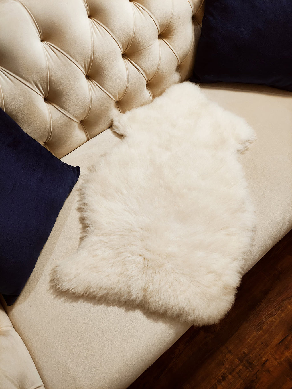 Genuine Sheepskin Rug – Real Wool Fur Throw in Ivory, Black & Champagne | 2x3 ft & Baby
