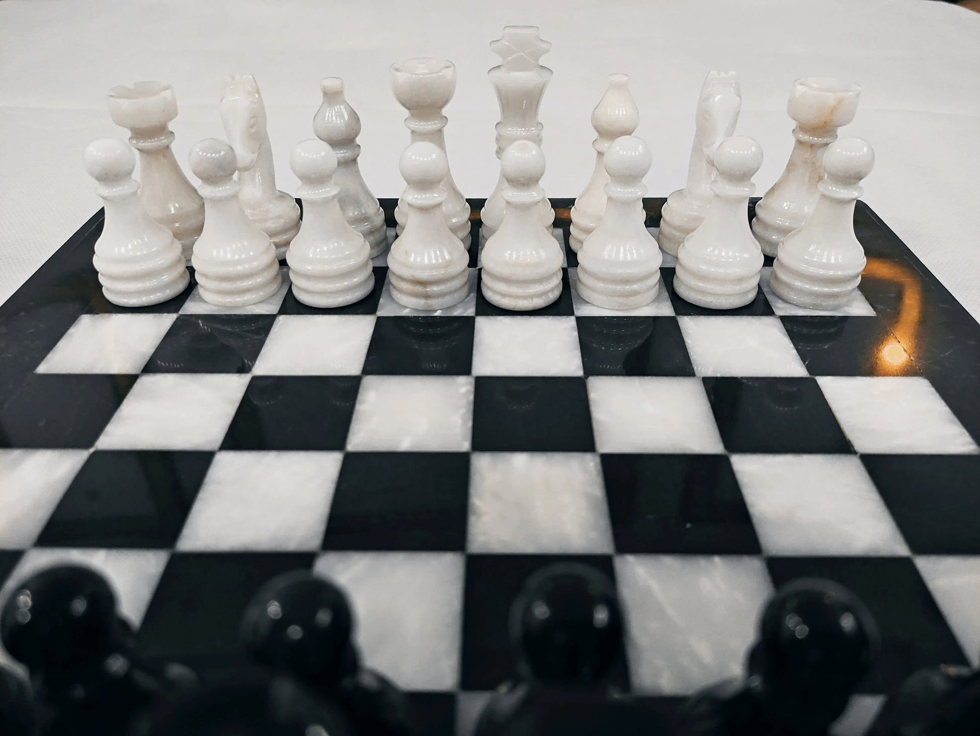 Handmade Black & White Marble Chess Set – 12" & 16" | PinnacleVista