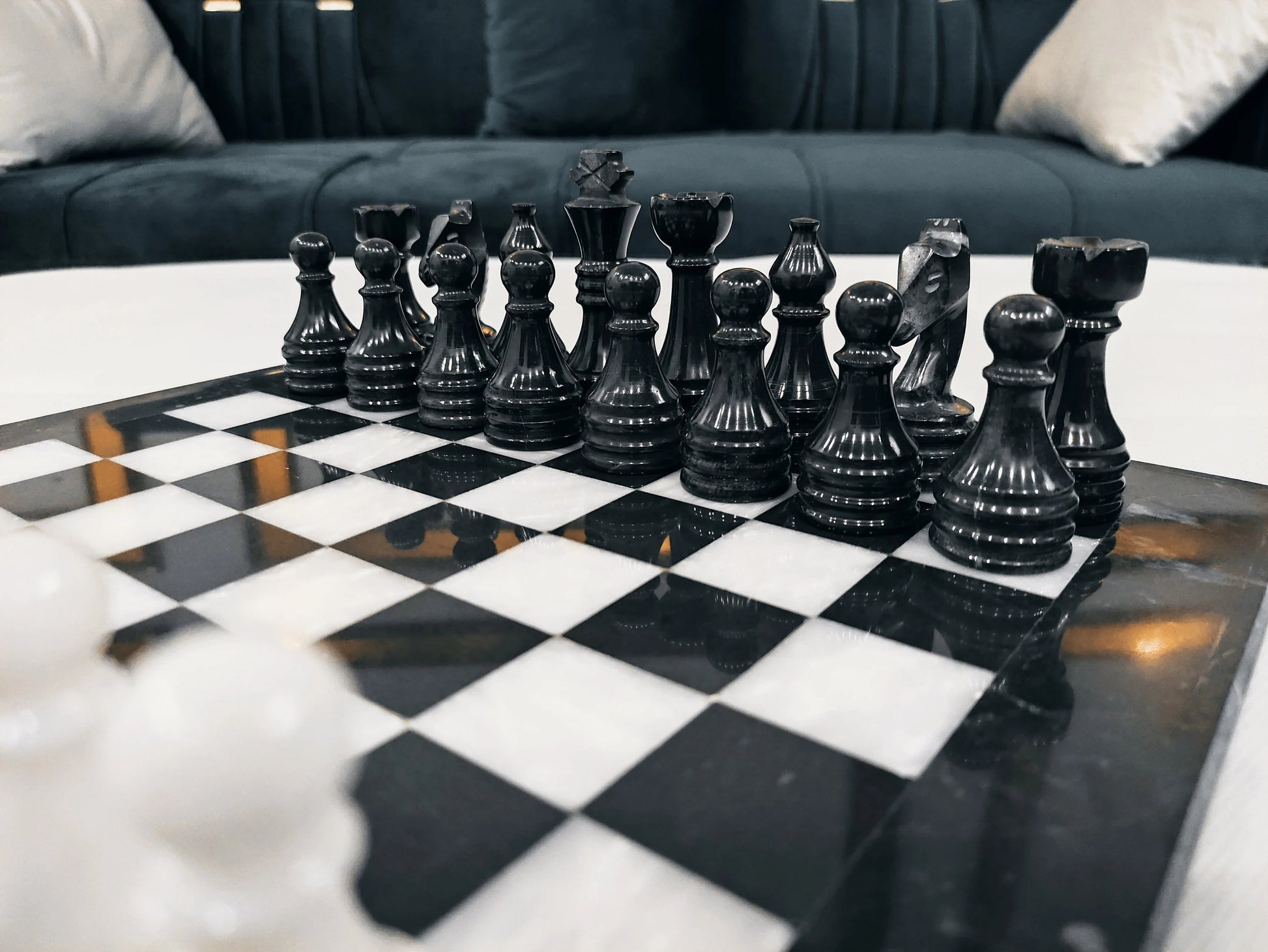Handmade Black & White Marble Chess Set – 12" & 16" | PinnacleVista