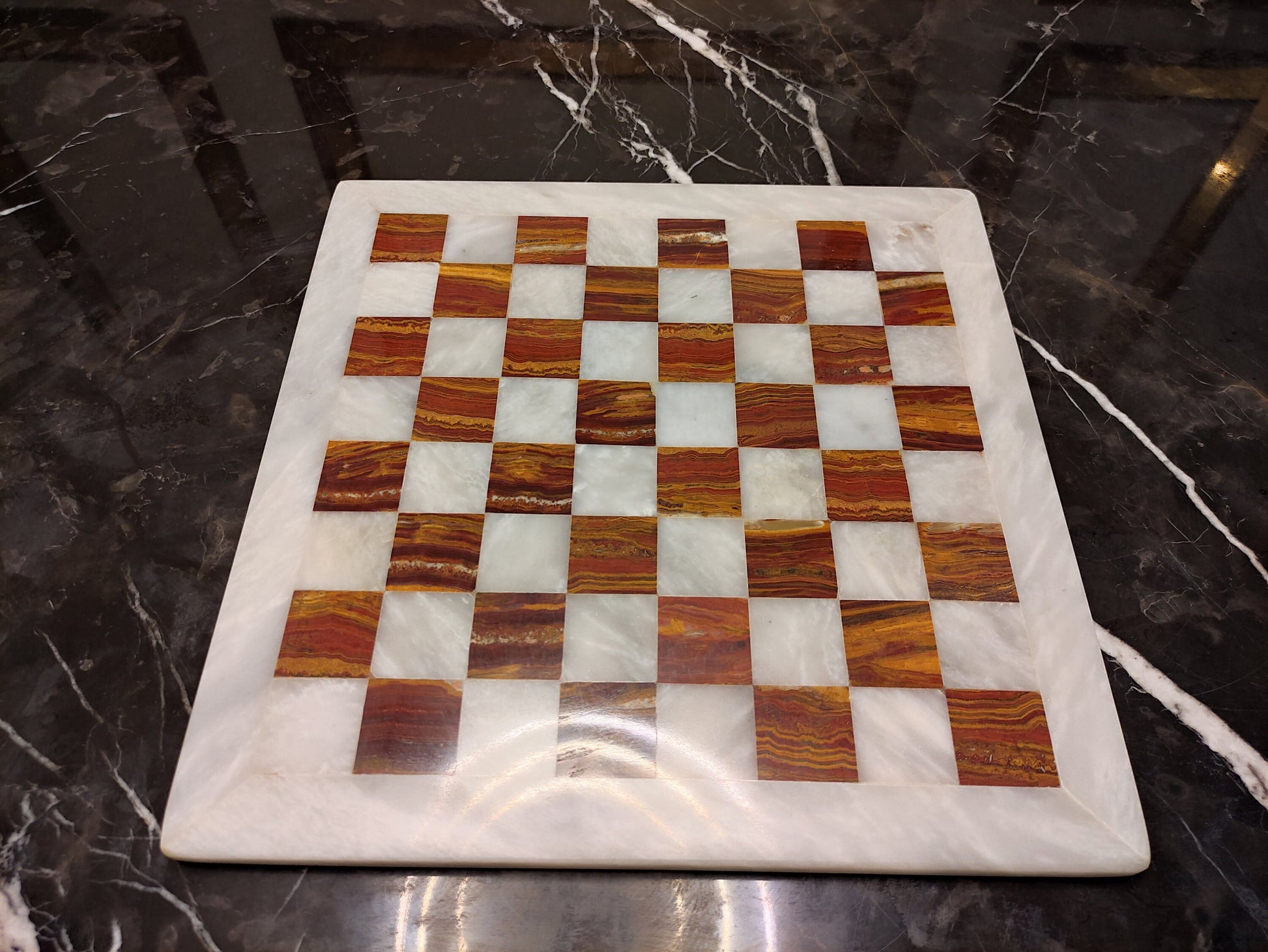 Handmade Brown & White Marble Chess Set – 12" & 16" | PinnacleVista