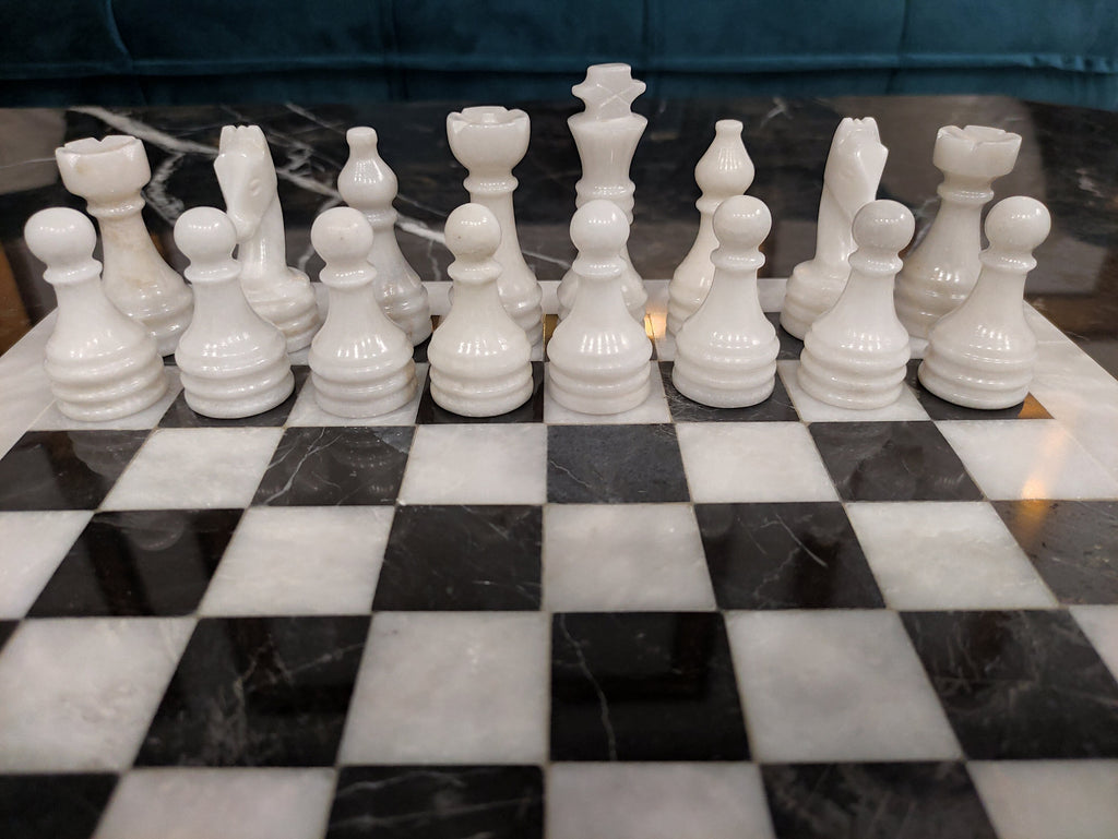 Queen's Gambit Handmade 12 inch Marble Chess Set Indoor Adult Chess Game Marble Chess Board Handcraft 12" Premium Top Quality Chess Board