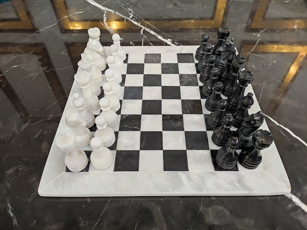 Queen's Gambit Handmade 12 inch Marble Chess Set Indoor Adult Chess Game Marble Chess Board Handcraft 12" Premium Top Quality Chess Board
