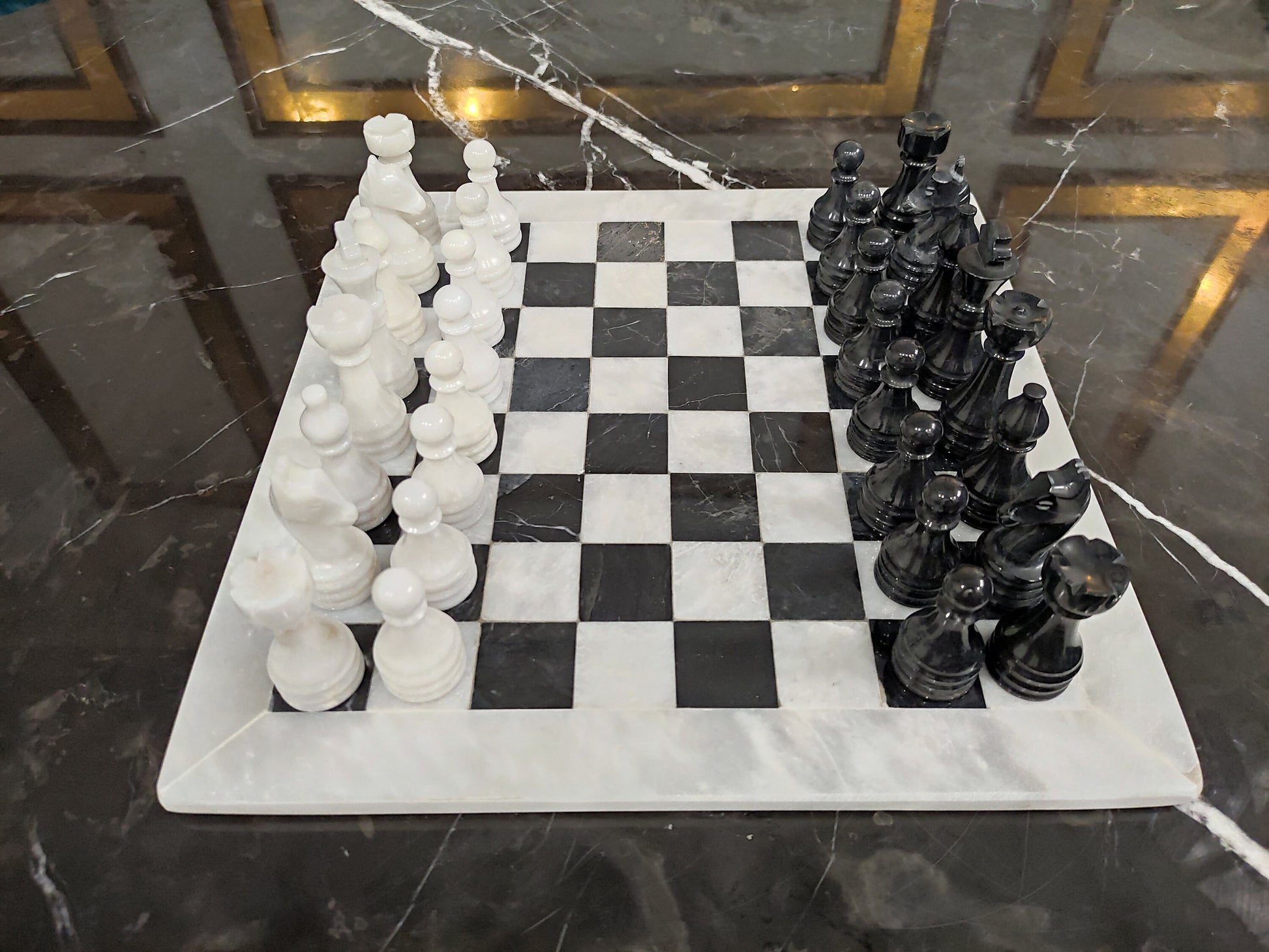 Queen's Gambit Handmade 12 inch Marble Chess Set Indoor Adult Chess Game Marble Chess Board Handcraft 12" Premium Top Quality Chess Board