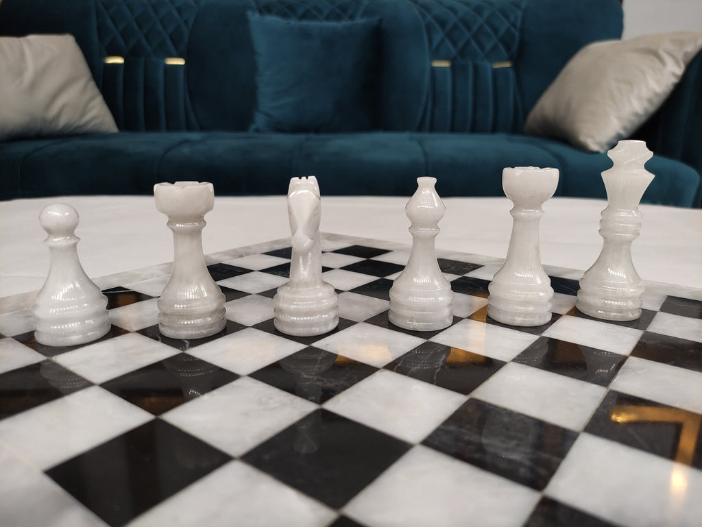 Queen's Gambit Handmade 12 inch Marble Chess Set Indoor Adult Chess Game Marble Chess Board Handcraft 12" Premium Top Quality Chess Board