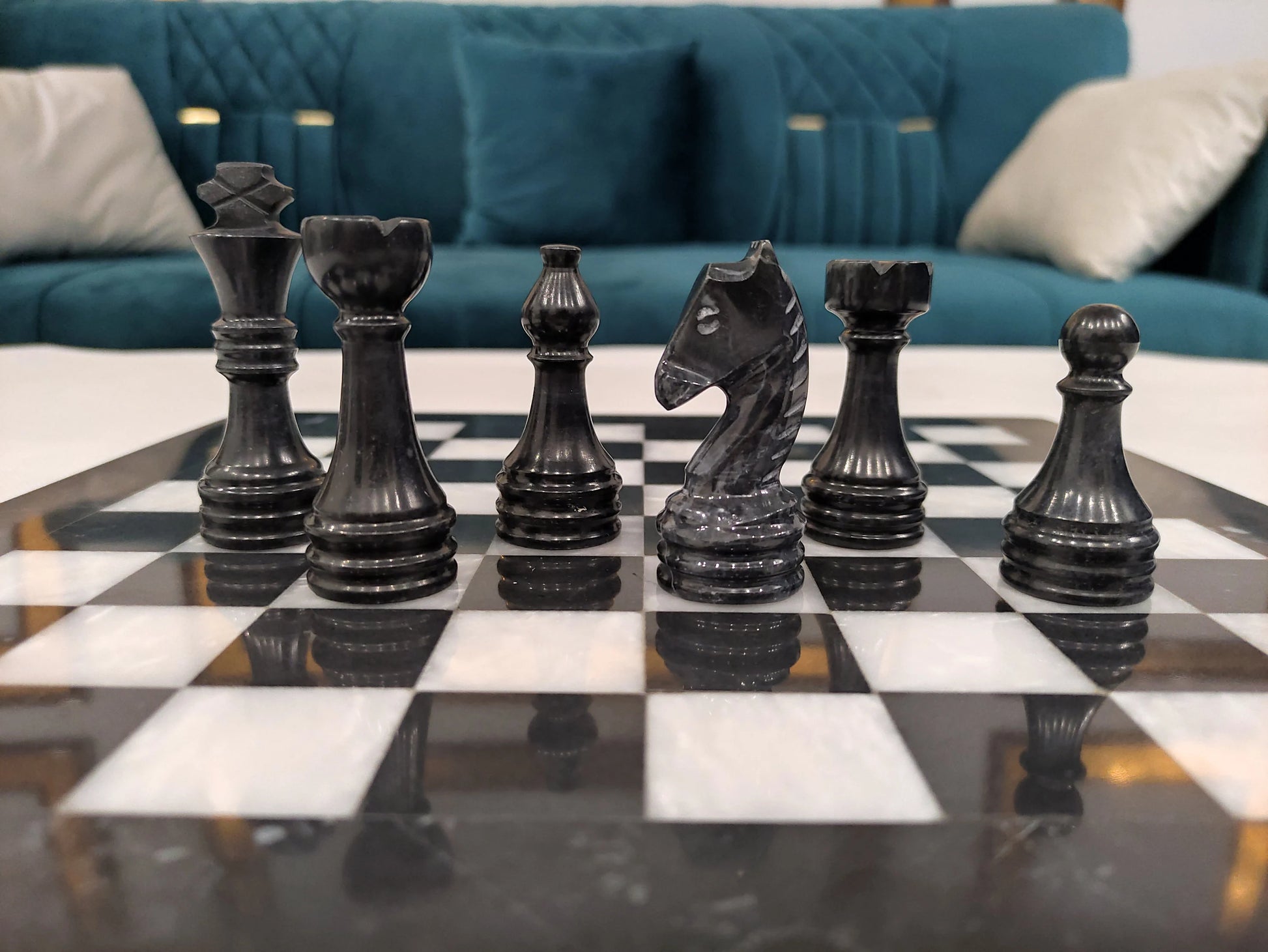 Handmade Black & White Marble Chess Set – 12" & 16" | PinnacleVista