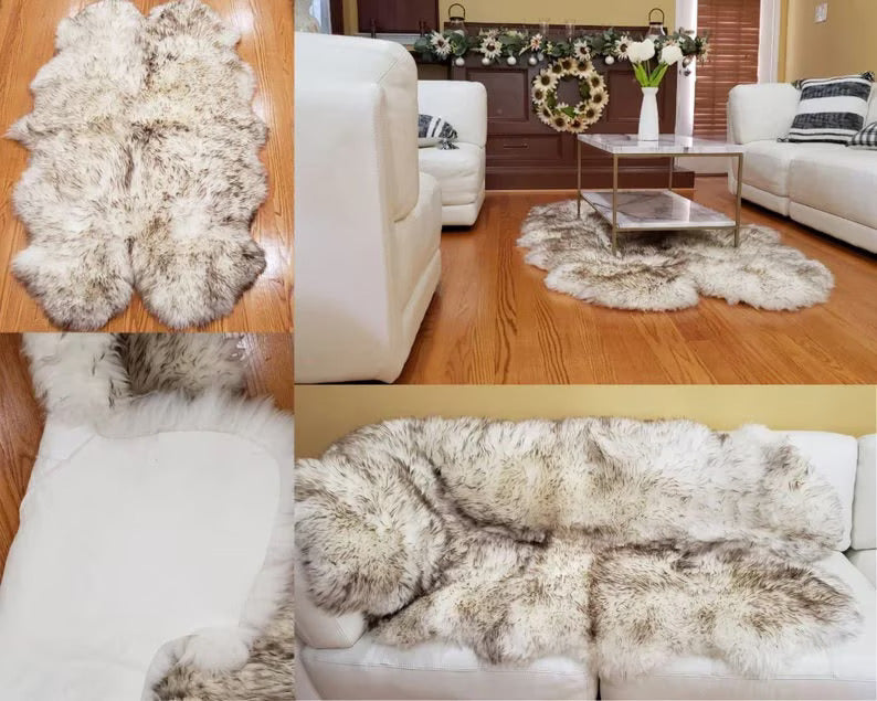 Premium Quad Australian Sheepskin Rug 4x6 | Genuine Fluffy Natural Ivory Brown – PinnacleVista