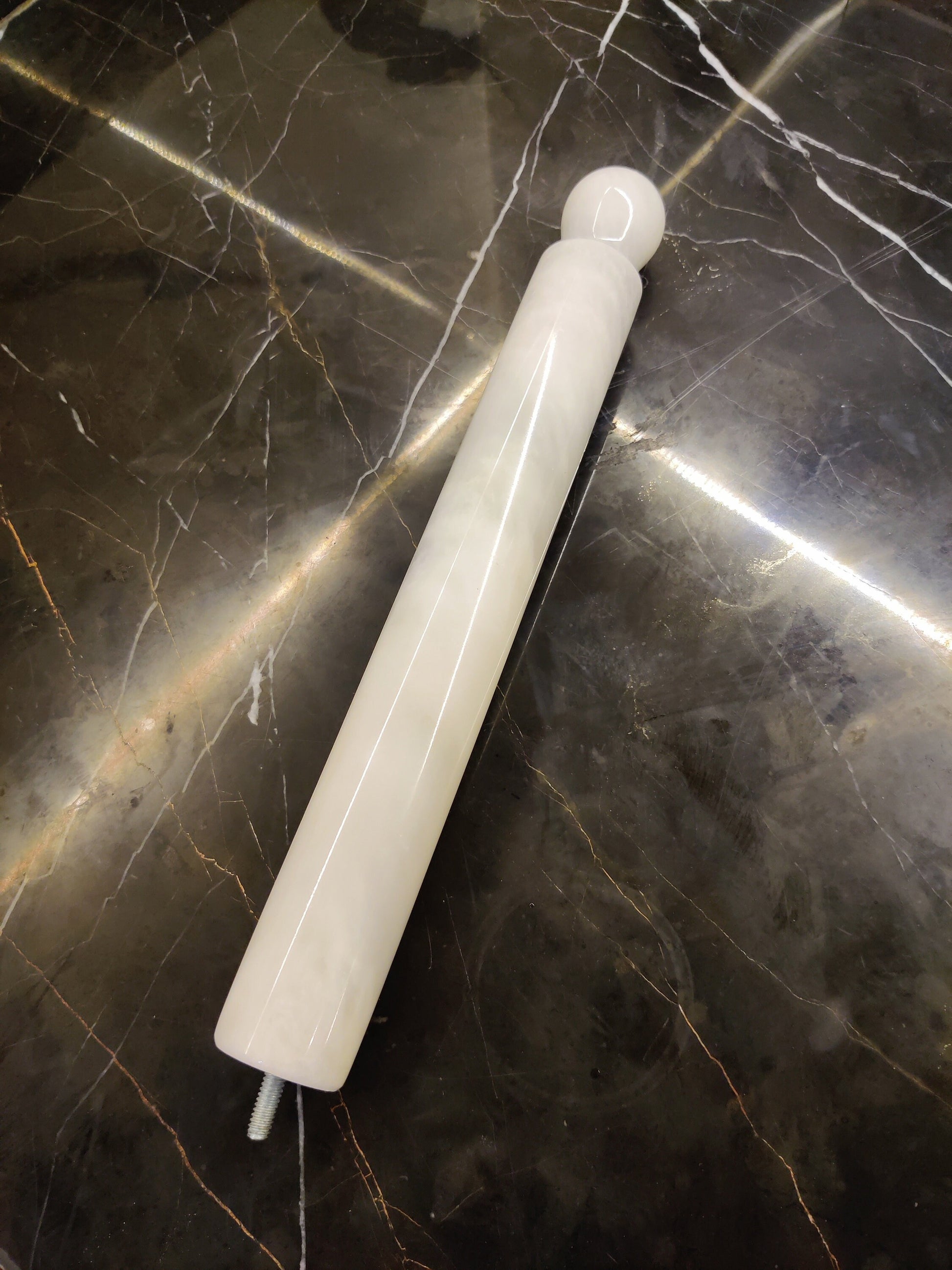 Handmade Marble Paper Towel Holder – Natural Black & White Stone Kitchen Roll Stand | Heavy Vintage Countertop Tissue Dispenser by PinnacleVista