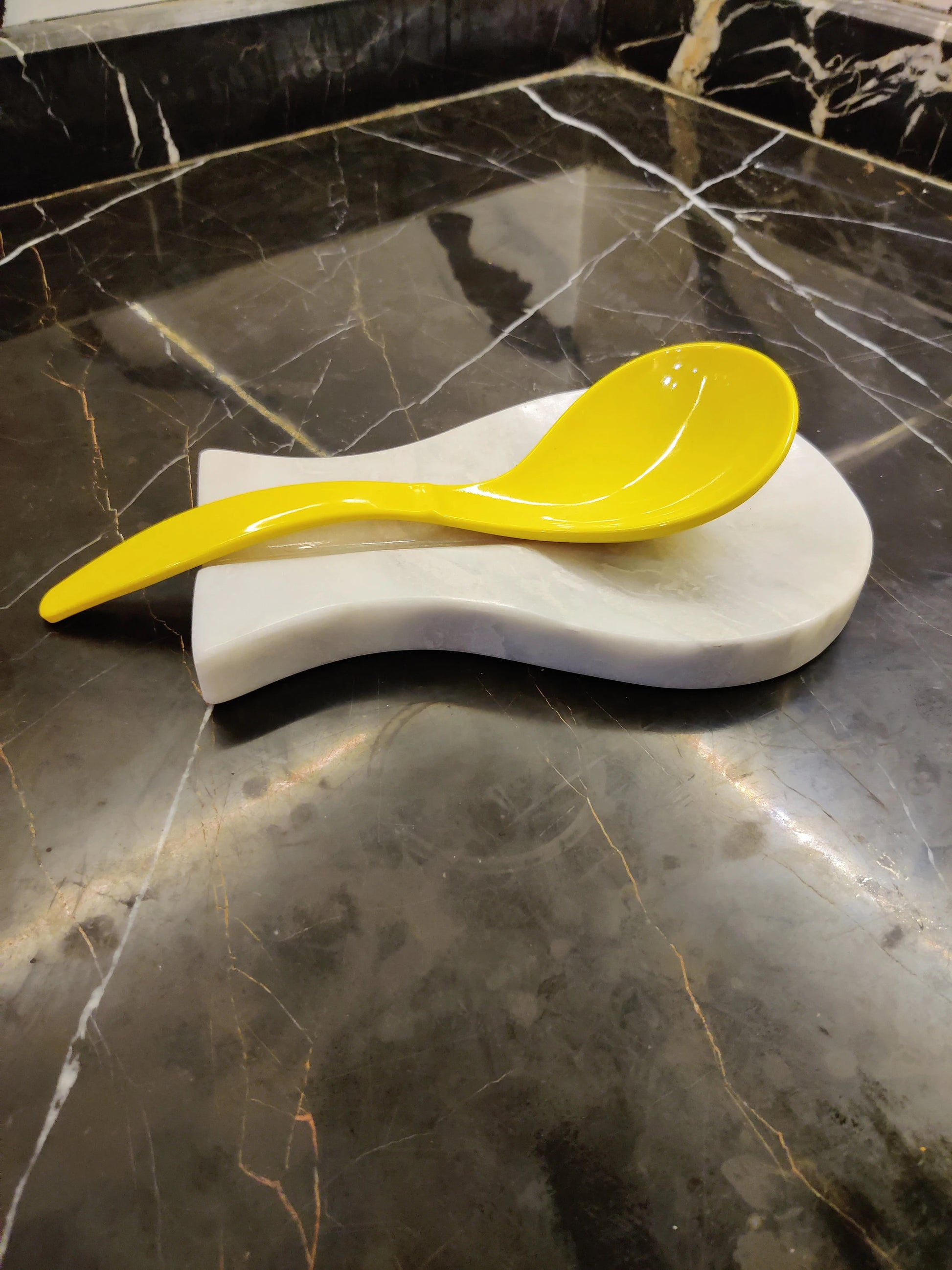Handmade Marble Spoon Rest – Elegant White Utensil Holder for Kitchen Stove & Countertop | Natural Stone Spoon Holder by PinnacleVista