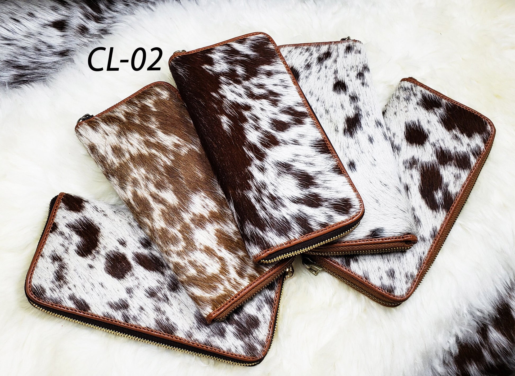 Real Cowhide Clutch Genuine Leather Handmade Wristlet and Zipper Clutch, Fur Purse Wallet, Handbag, Organize for women