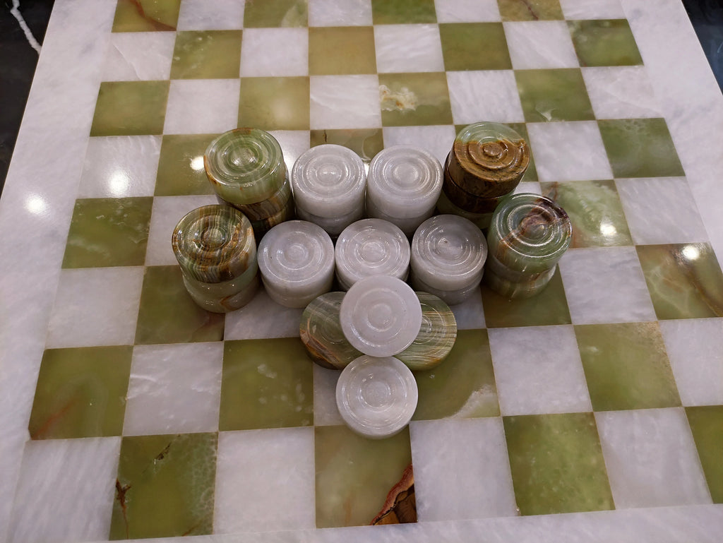 Marble Checker Pieces – 24 Handmade Game Figures | PinnacleVista