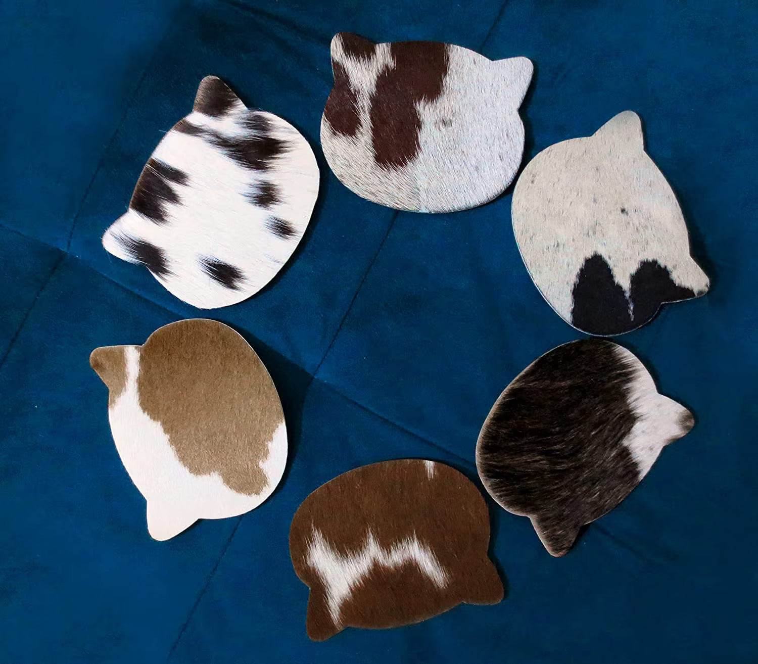 Handcrafted Real CowHide Leather Coaster Set / Cowhide Coaster Set / Hair-on Coasters / Roan / Unique Western / Genuine Leather / Cow Hides