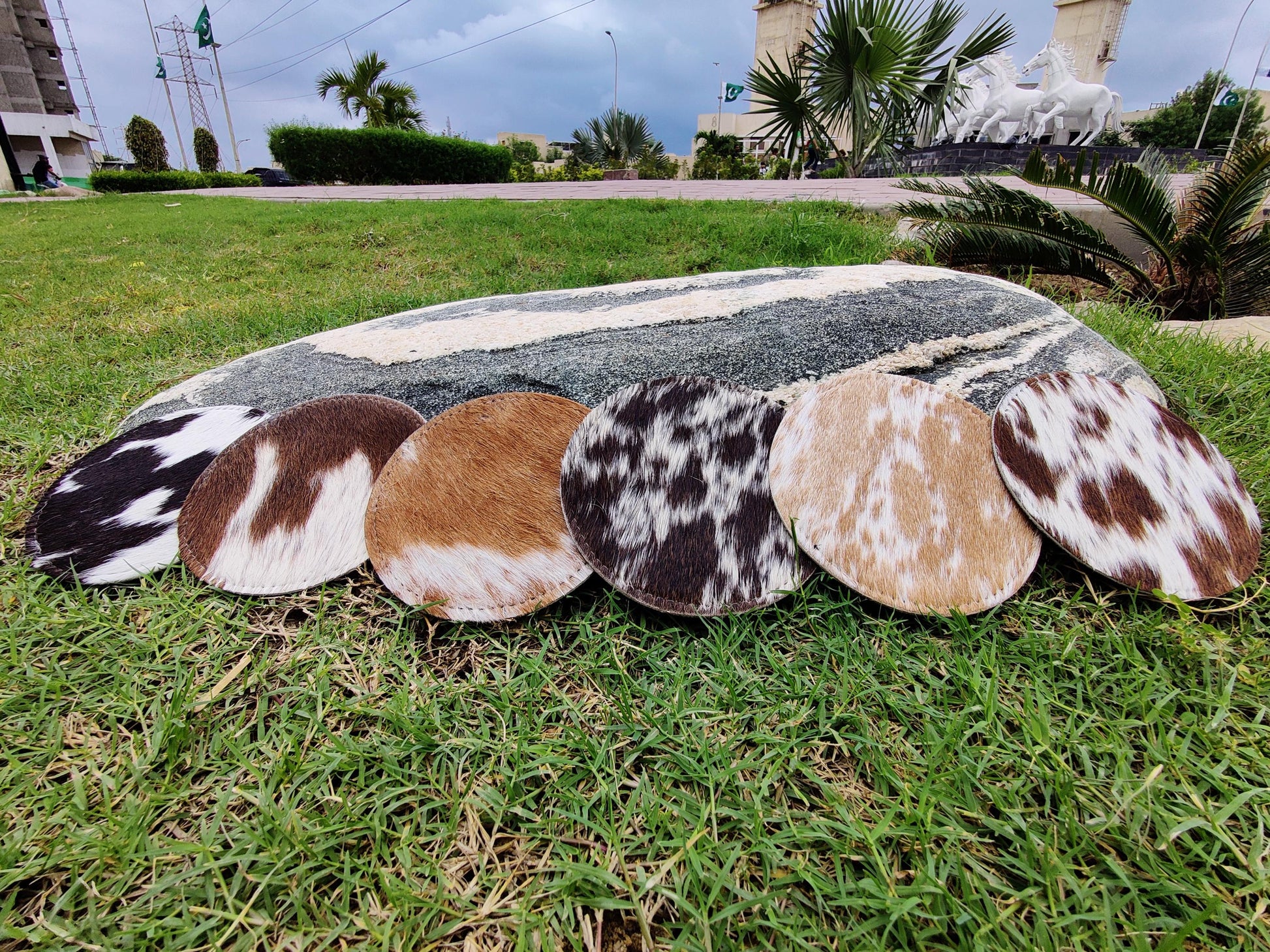 Handcrafted Real Cow Hide Leather Coaster Set / Cowhide Coaster Set / Hair-on Coasters / Roan / Unique Western / Genuine Leather / Cow Hides