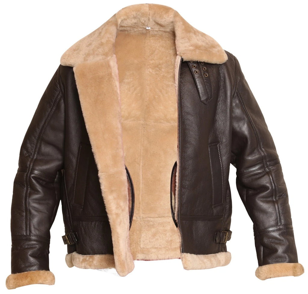 RAF Aviator Bomber Jacket – WWII Men’s Real Shearling & Sheepskin Leather Flight Coat | Battle of Britain Pilot Style