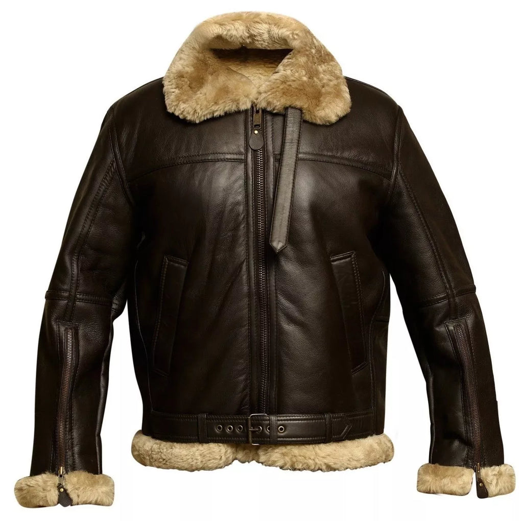 Men’s B3 RAF Bomber Jacket – Real Shearling & Sheepskin Leather | WWII Aviator Flight Coat | Reconditioned Vintage Style