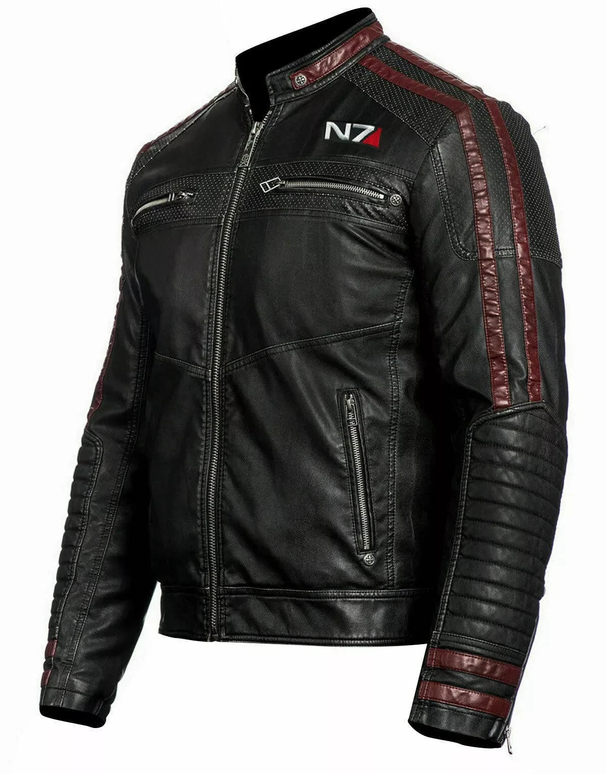 Mass Effect N7 Commander Shepard Leather Jacket for Men | Genuine Lambskin Black Motorcycle Gaming Jacket – Pinnacle Vista