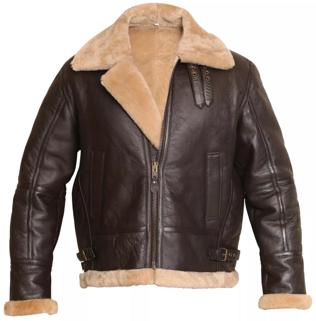 RAF Aviator Bomber Jacket – WWII Men’s Real Shearling & Sheepskin Leather Flight Coat | Battle of Britain Pilot Style