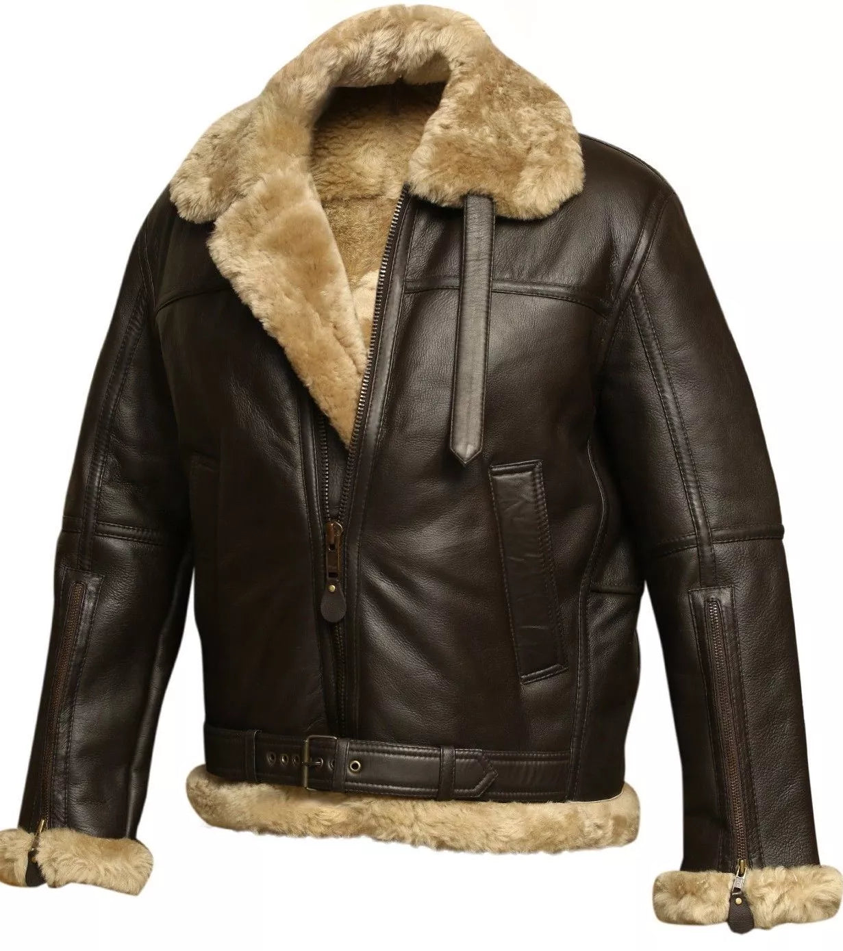 Men’s B3 RAF Bomber Jacket – Real Shearling & Sheepskin Leather | WWII Aviator Flight Coat | Reconditioned Vintage Style