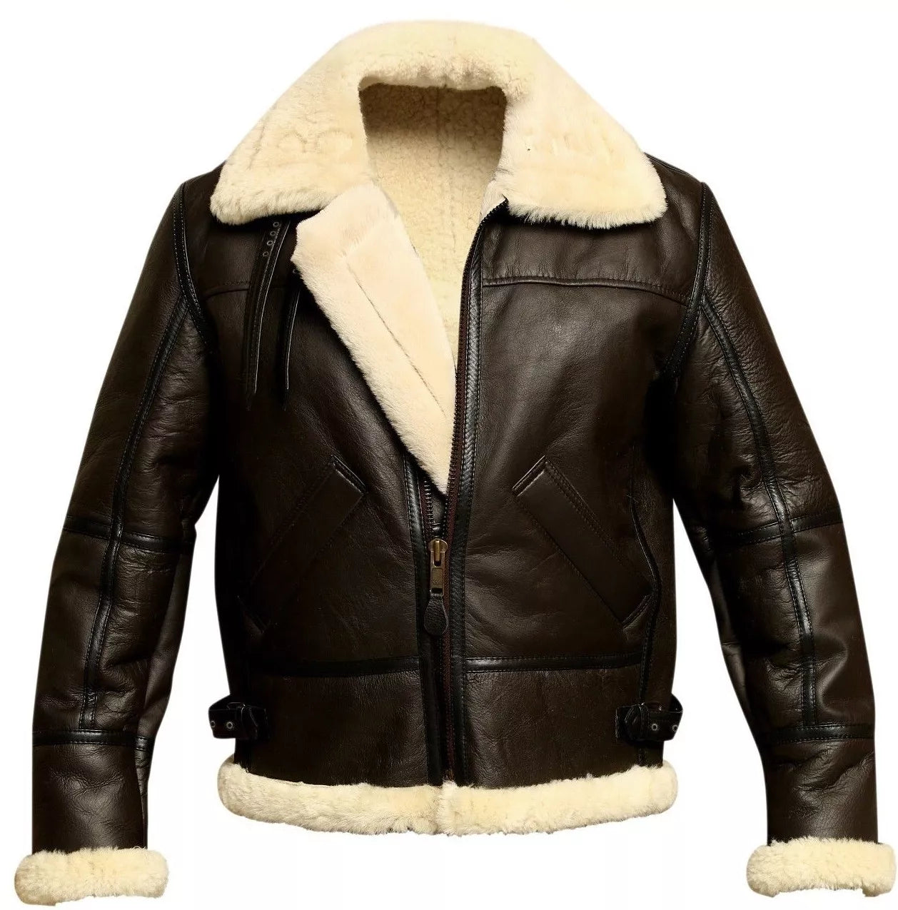 Men’s B3 Bomber Aviator Jacket – Real Sheepskin Leather & Shearling WWII Flight Coat | Pinnacle Vista