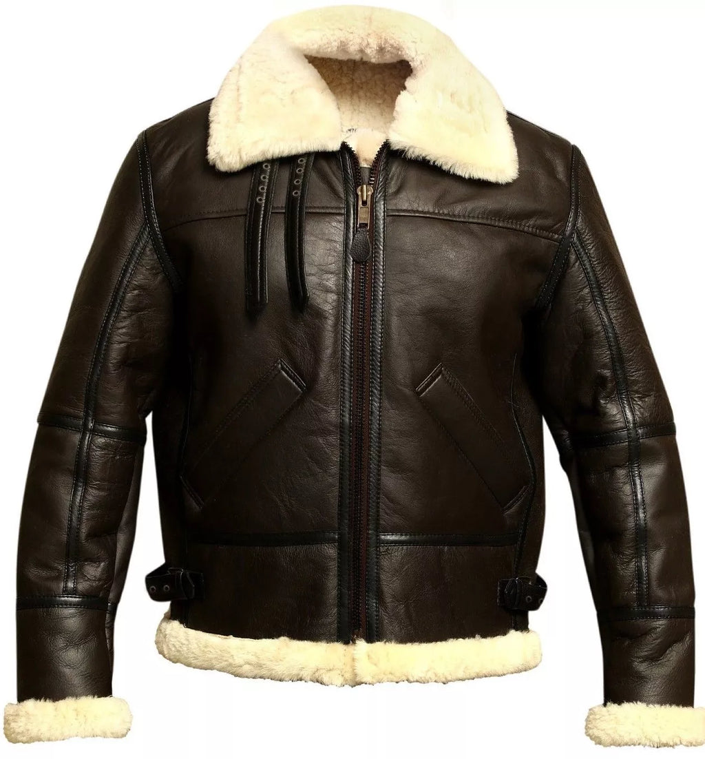 Men’s B3 Bomber Aviator Jacket – Real Sheepskin Leather & Shearling WWII Flight Coat | Pinnacle Vista