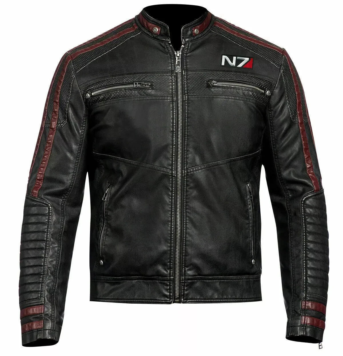 Mass Effect N7 Commander Shepard Leather Jacket for Men | Genuine Lambskin Black Motorcycle Gaming Jacket – Pinnacle Vista
