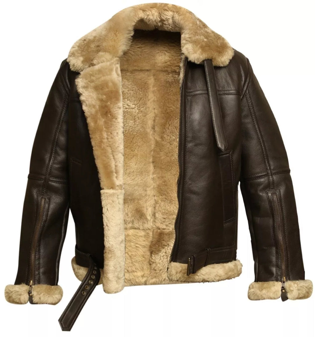 Men’s B3 RAF Bomber Jacket – Real Shearling & Sheepskin Leather | WWII Aviator Flight Coat | Reconditioned Vintage Style