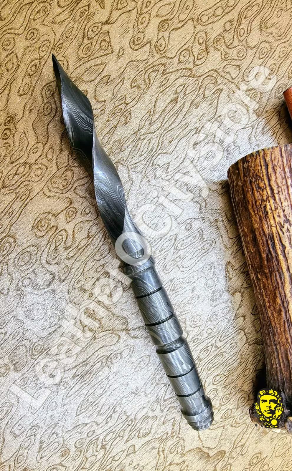 Custom Handmade 10" Kris Dagger – Damascus Steel Blade & Handle | Collectible Knife with Leather Sheath
